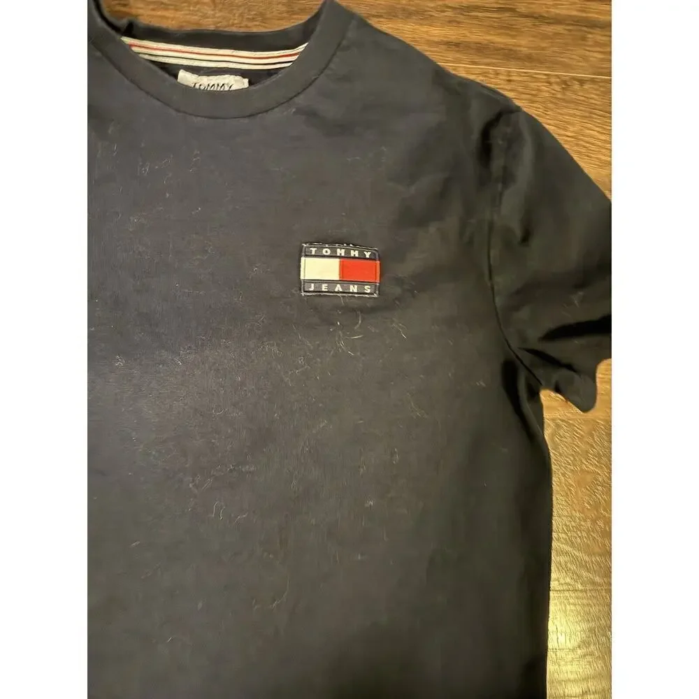 Tommy Jeans T-Shirt Blue Cotton Heavyweight Logo Sz: medium